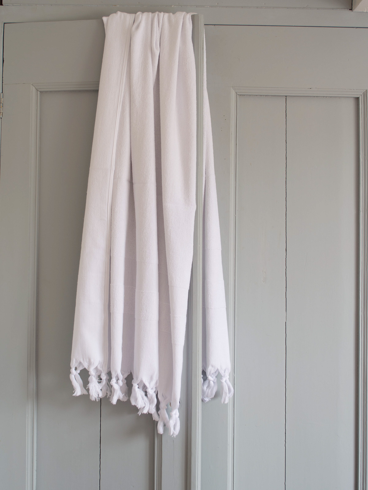 hammam towel with terry cloth, white